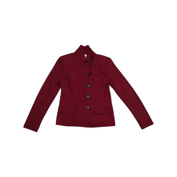 CAbi Outing Blazer Rhubarb Red Asymmetrical Jacket Coat Womens 4 Preppy Top - Picture 2 of 6